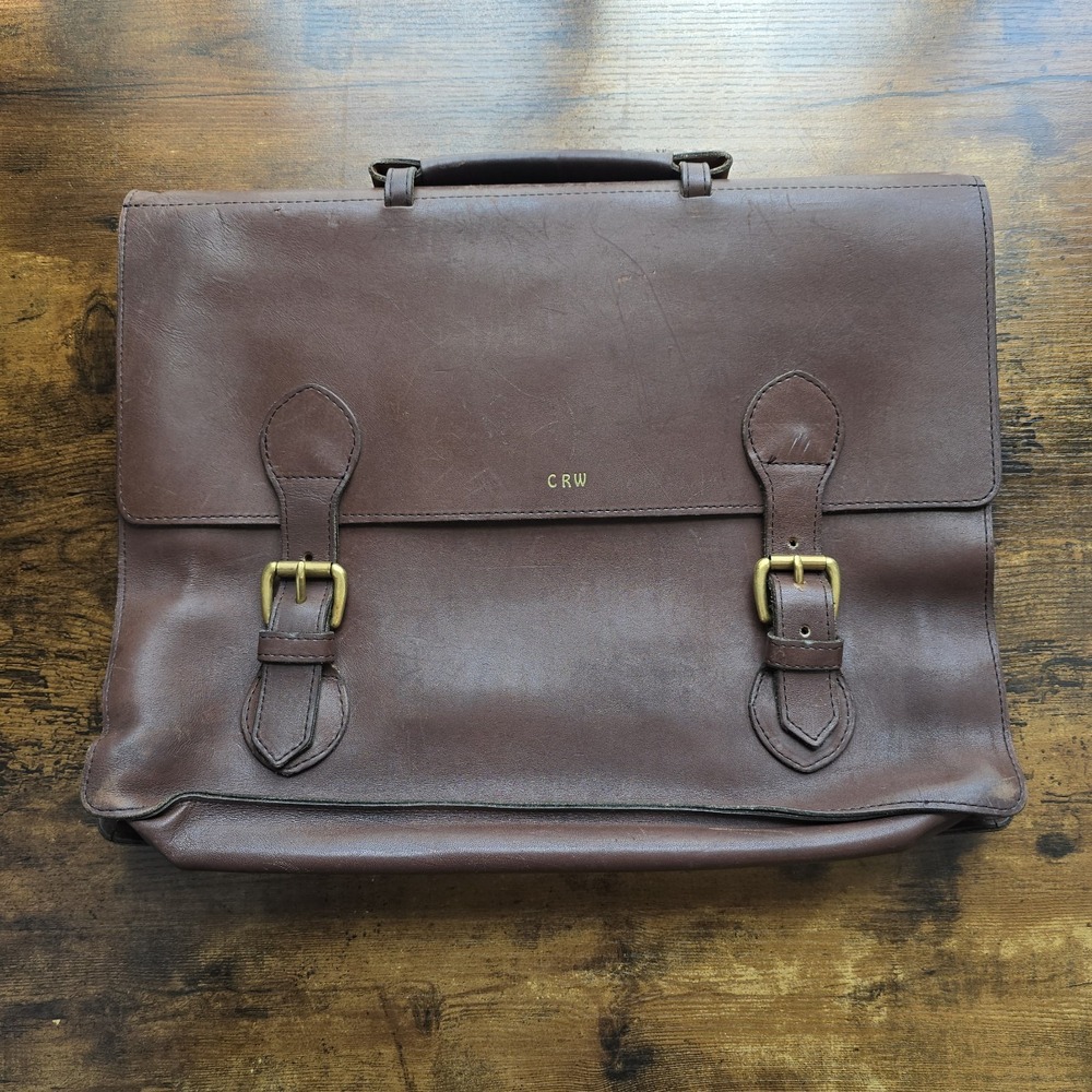 Vintage Kelly's Leathers Briefcase 16x12 Brown Leather Satchel USA Richmond IL‎